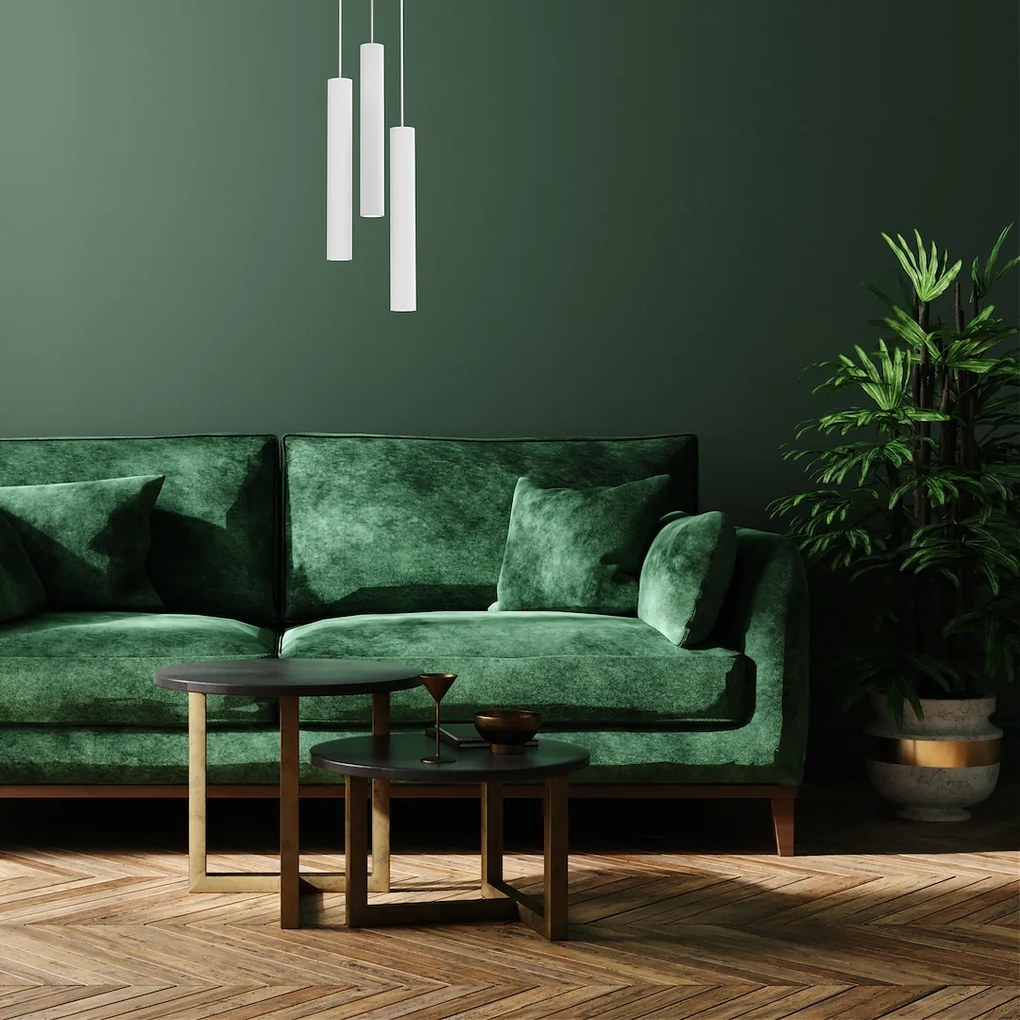 Závesné svietidlo Hudson, 3x biele kovové tienidlo, w, o