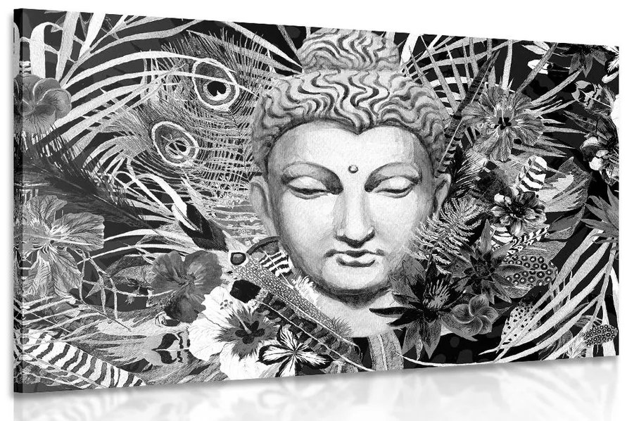 Obraz Budha na exotickom pozadí v čiernobielom prevedení Varianta: 60x40