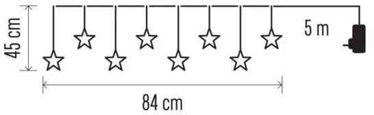 LED Vianočný vonkajší reťaz 8xLED/5,84m IP44 hviezdy
