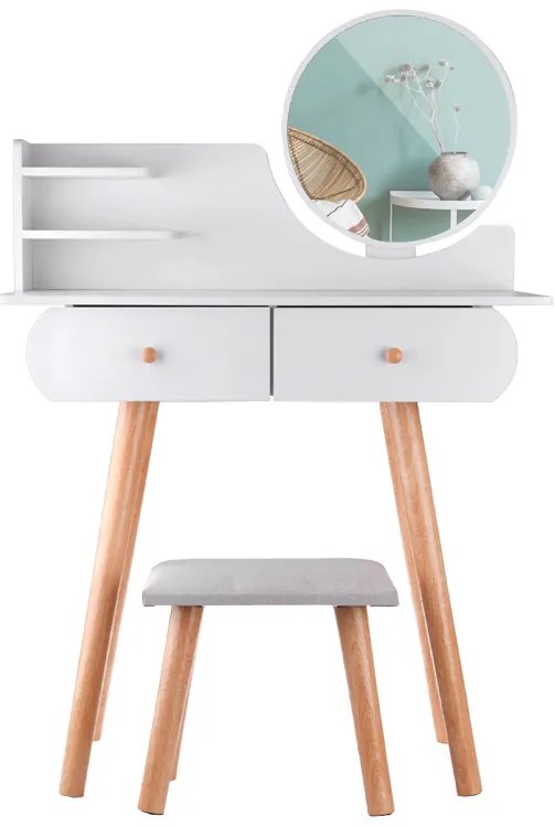 Biely toaletný stolík so zrkadlom+taburetka Jokomisiada ZA4820