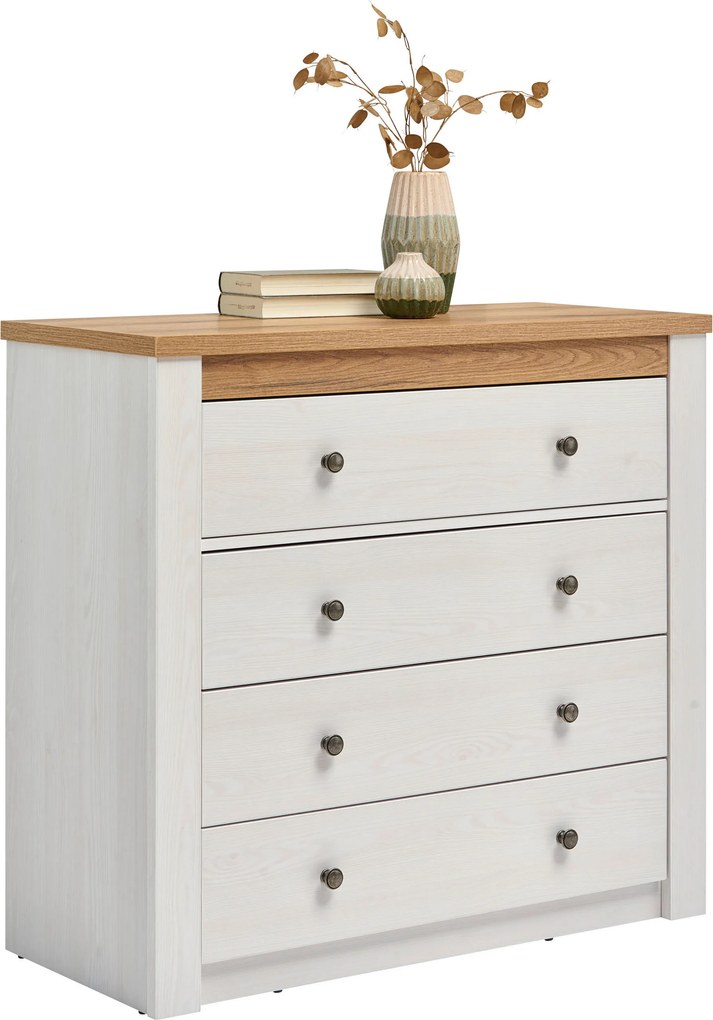 XXXLutz KOMODA, biela, farba duba, dub San Remo, 97/90,5/42 cm Landscape - Komody - 001803069114