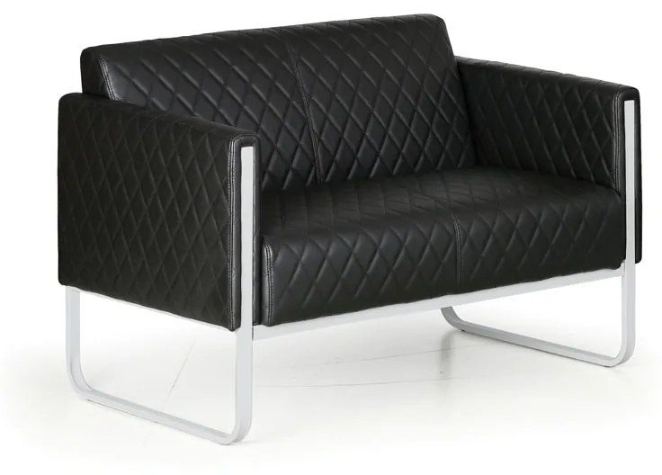 Kožená pohovka CASUAL, dvojmiestna, čierna