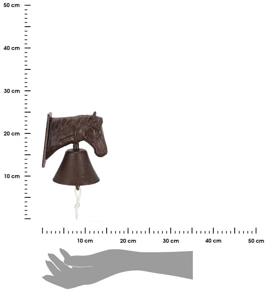 Záhradný zvonček Horse, 18,5x12 cm, liatina, hnedá