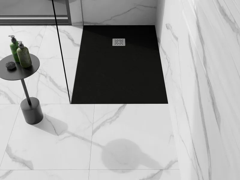 Mexen Stone+, obdĺžniková vanička z minerálneho kompozitu 120 x 100 cm, čierna matná, 44701012