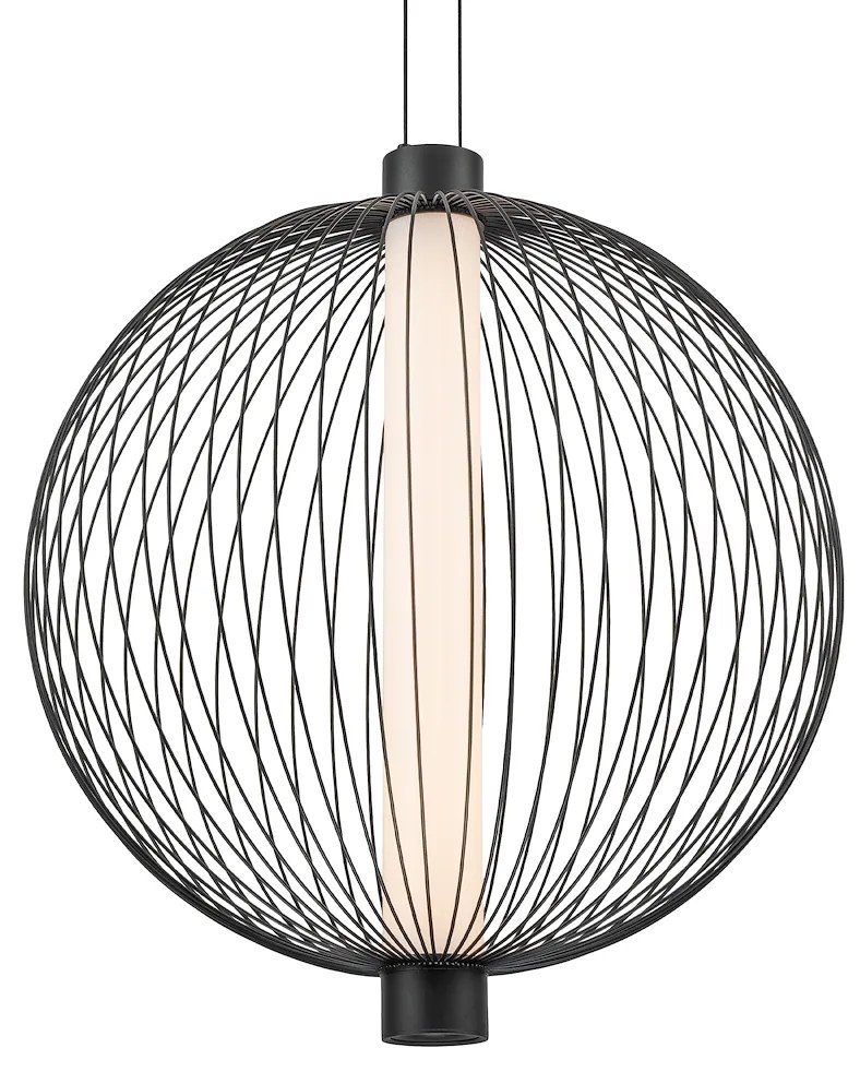 Závesné svietidlo Kyoto, 1x čierne drôtené tienidlo, (fi 54cm), b