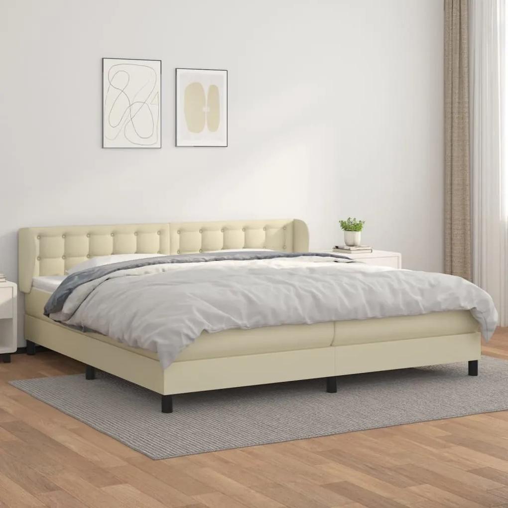 Boxspring posteľ s matracom krémová 200x200 cm umelá koža 3127333