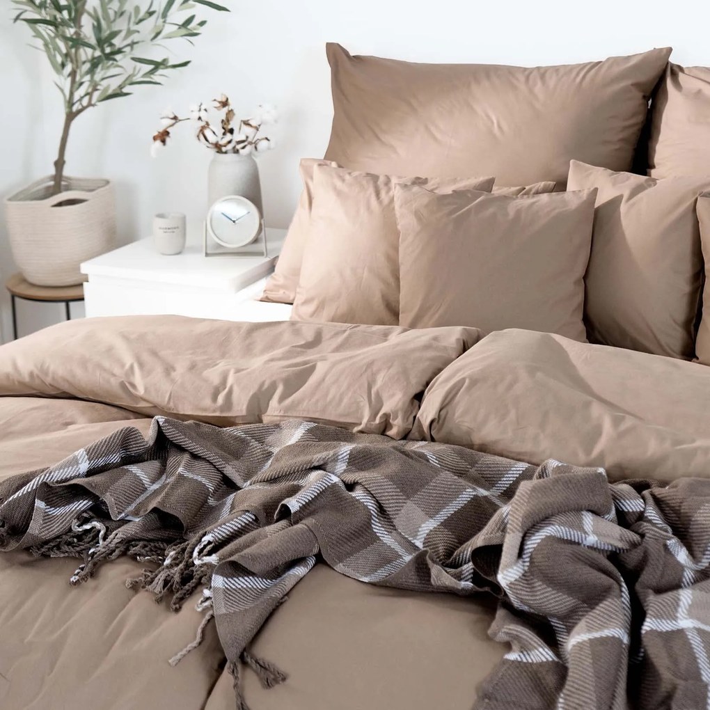 Goldea bavlnené posteľné obliečky - kávové hnedé 240 x 220 a 2ks 70 x 90 cm