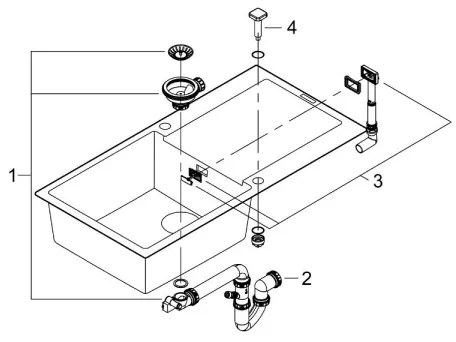 GROHE 31645AP0 - Drez K500 1000 × 500 mm kameň/čierna