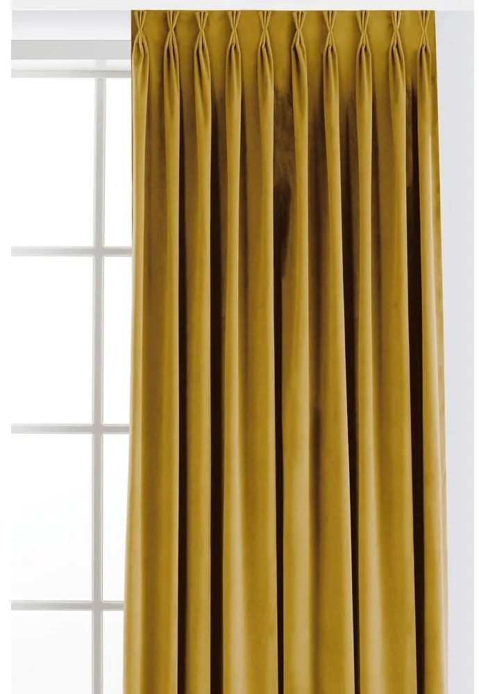 Zamatový dimout záves v horčicovej farbe 200x270 cm Velto – Filumi