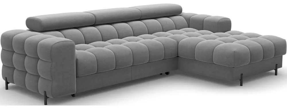 Taupe zamatová rozkladacia/s úložným priestorom rohová pohovka (pravý roh/s leňoškou) Felro – ELTAP