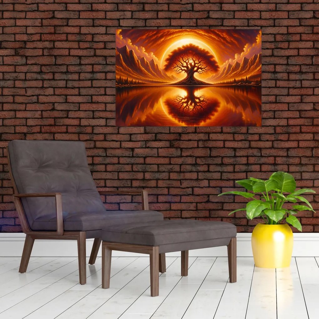 Obraz – Strom v krvavom slnku (90x60 cm)