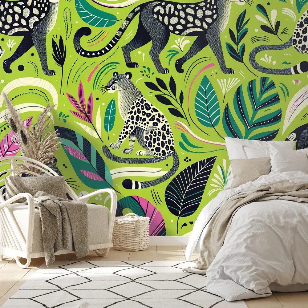 Tapeta leopardy v tropickej džungli