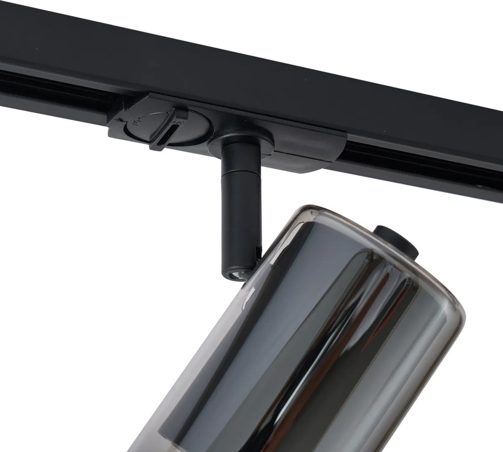 Moderný reflektor čierny s dymovým sklom pre 1-fázový koľajnicový systém - Iconic Lloyd