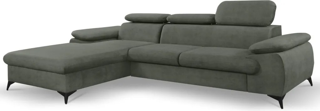 Rohová sedacia súprava Scala, olivovo zelená látka, ľavý roh