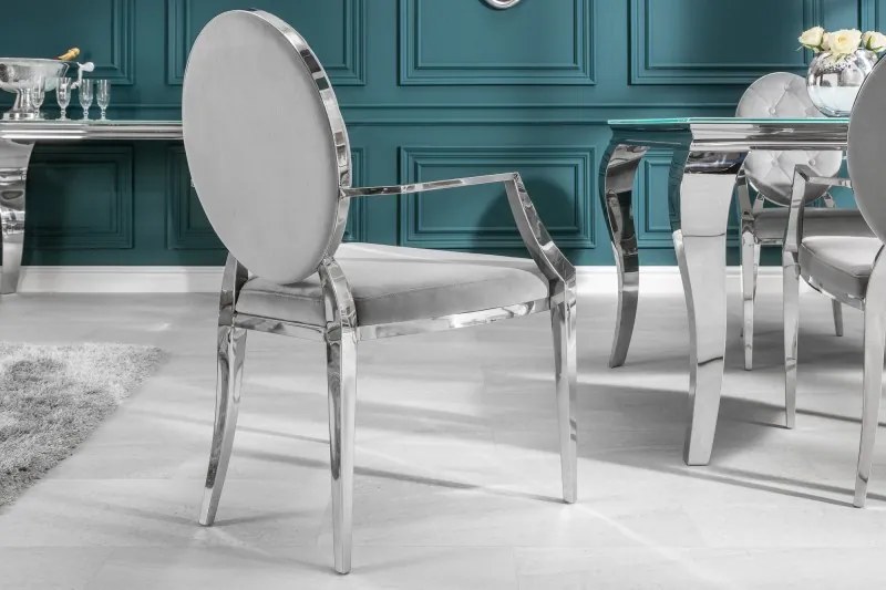 Dizajnová stolička Rococo II šedá / s opierkami - Skladom na SK