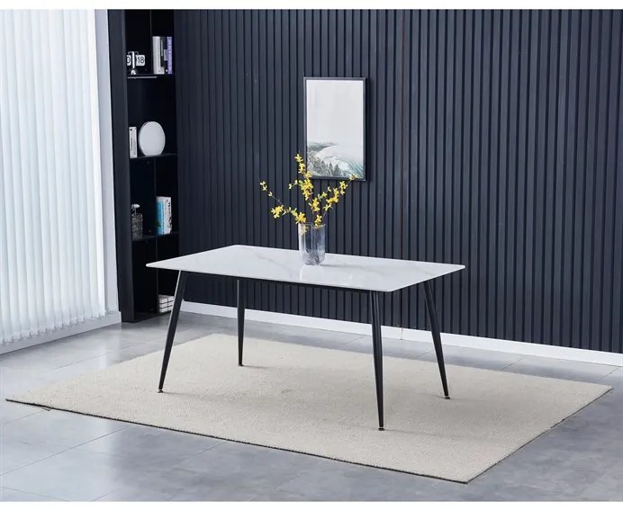 Autronic BONTEC Jedálenský stôl 160x90cm, spekaná keramika, mramor, HT-406M GREY Farba: Biela