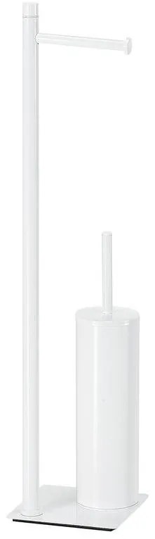 Gedy - Samostoječa WC ščetka z držalom za toaletni papir TRILLY, mat bela