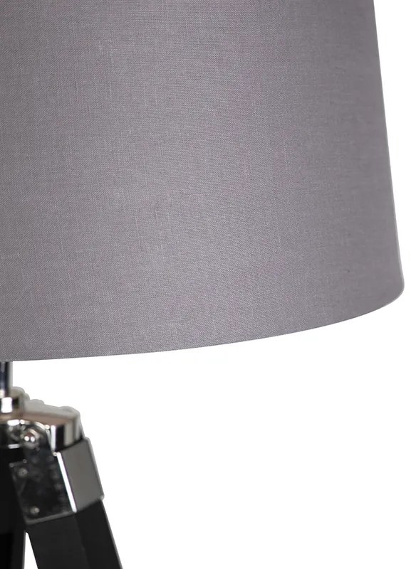 Stojaca lampa trojnožka čierna s tienidlom 45 cm ľanové tmavosivé