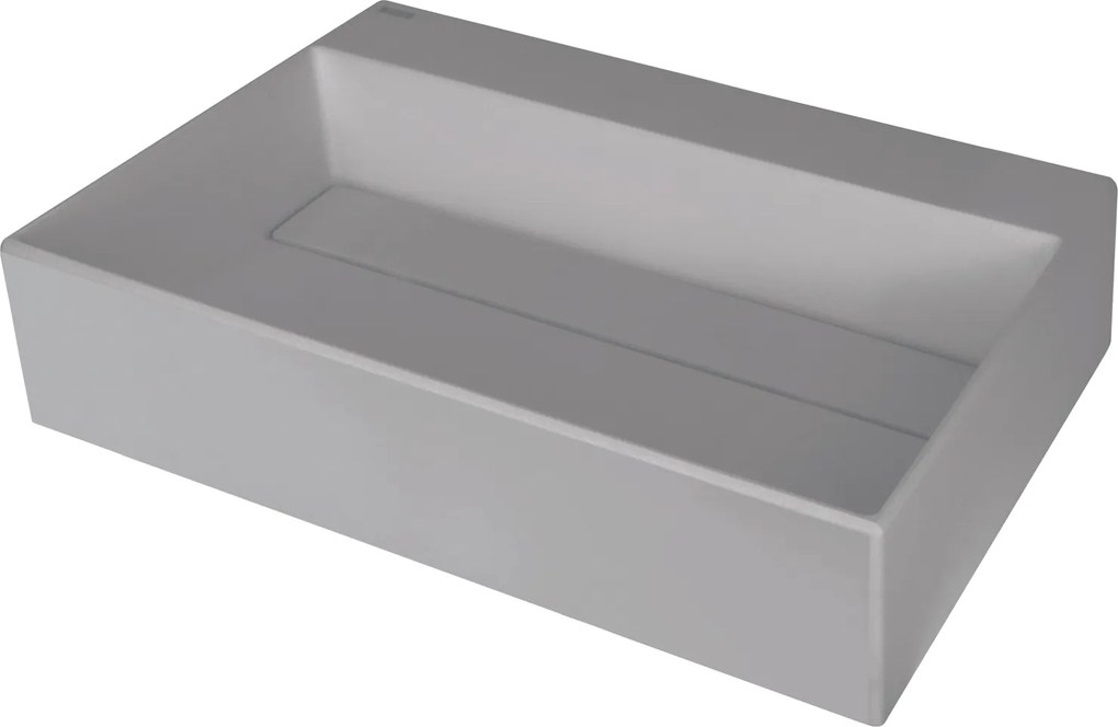 Deante Correo, granitové umývadlo na dosku s poličkou pod batériu a krycou doskou 600x400x130 mm, šedá metalíza, CQR_SU6M