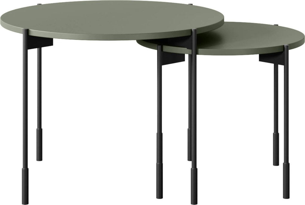 Konferenčný stolík Sonatia 45 cm okrúhly na kovových nohách - olivová