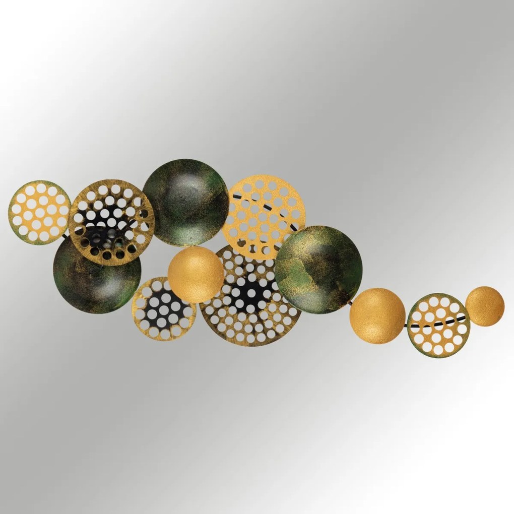 Nástenná kovová dekorácia BUBBLES 90 cm čierna/zlatá