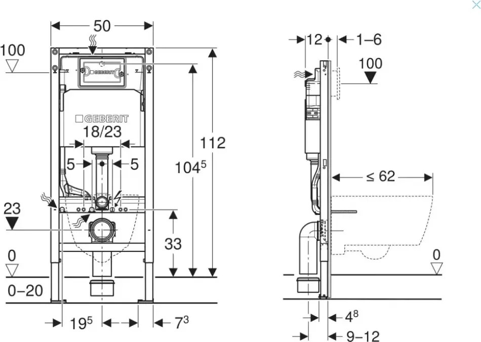 Závesný set GEBERIT Duofix Basic+ WC LILY+Tornado2.0 + tlačidlo + WC sedadlo, čierna, GEBERIT-LILY-TO2-BK