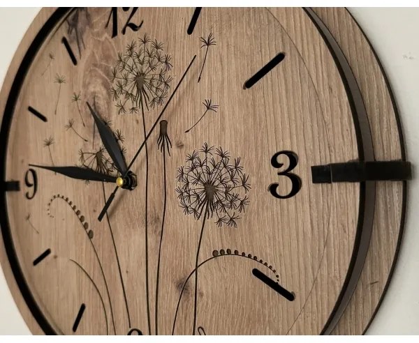 Li-Go 23682/DUB5 - Drevené hodiny 1xAA pr. 32 cm dub/púpava