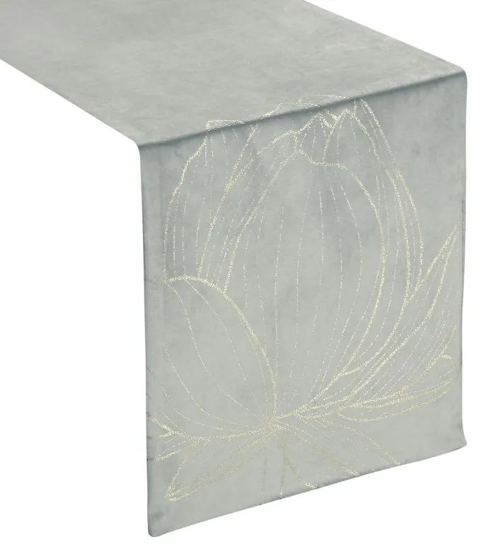 Dekorstudio Elegantný zamatový behúň na stôl BLINK 12 strieborný Rozmer behúňa (šírka x dĺžka): 35x180cm