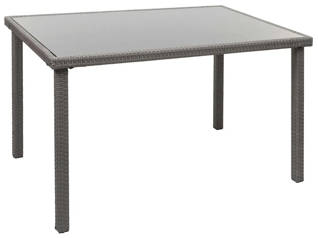 Záhradný stôl HWC-G19, polyratan,120x75cm - sivý