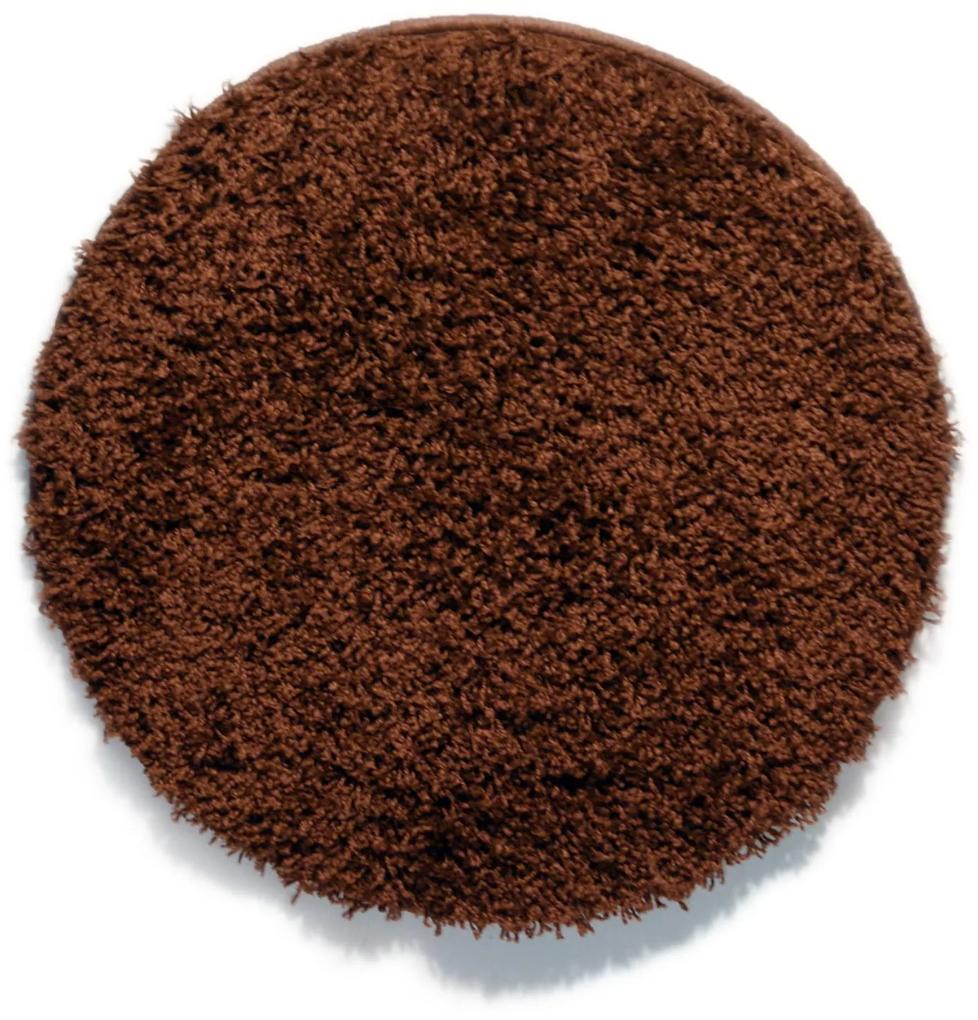 DomTextilu Chlpatý okrúhly koberec s dlhým vlasom hnedej farby 44997-209669