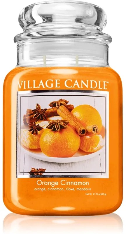 Village Candle Orange Cinnamon vonná sviečka (Glass Lid) 602 g