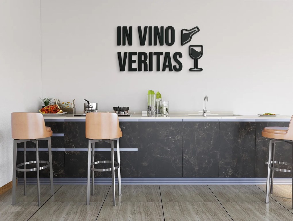 drevko Drevená dekorácia In vino veritas Rozmer obrazu: 21 x 40 cm, Farba dekorácie: Čierna