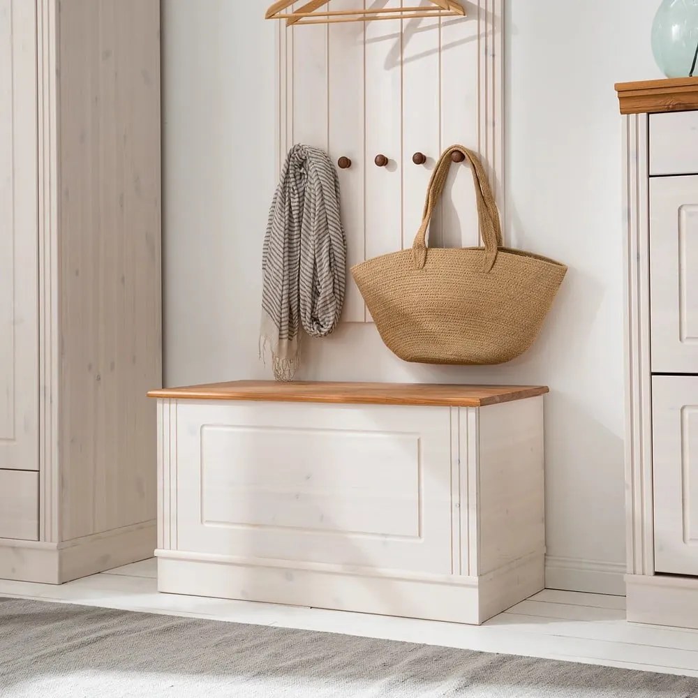 Biela truhlica z borovicového dreva 80x45 cm Anita – Støraa