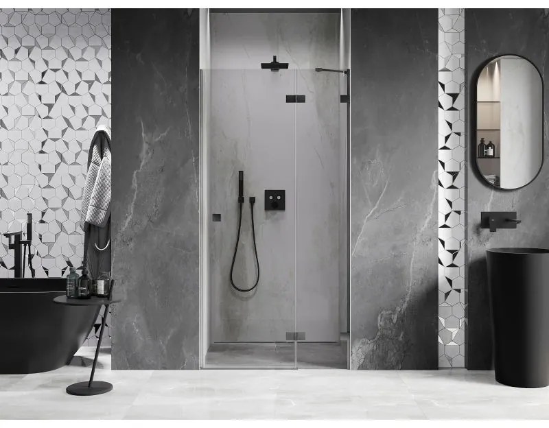 Mexen, Mexen Lunar pravé otočné sprchové dvere 85 cm, priehľadné, pištoľovo šedé kartáčované - 834-085-000-66-00-P