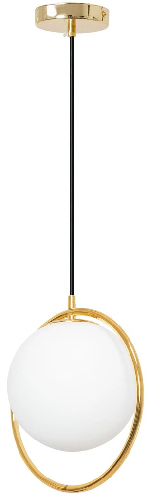 Toolight Toolight, Stropná lampa visiaca sklenená guľa 1xE27 APP430-1CP, zlatá-biela, OSW-01560