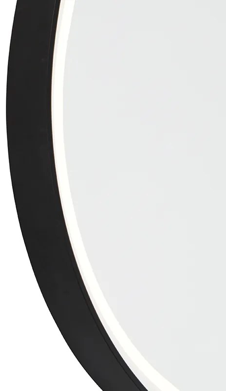 Kúpeľňové zrkadlo čierne vrátane LED 3-stupňové stmievateľné s dotykovým oválom - Miral