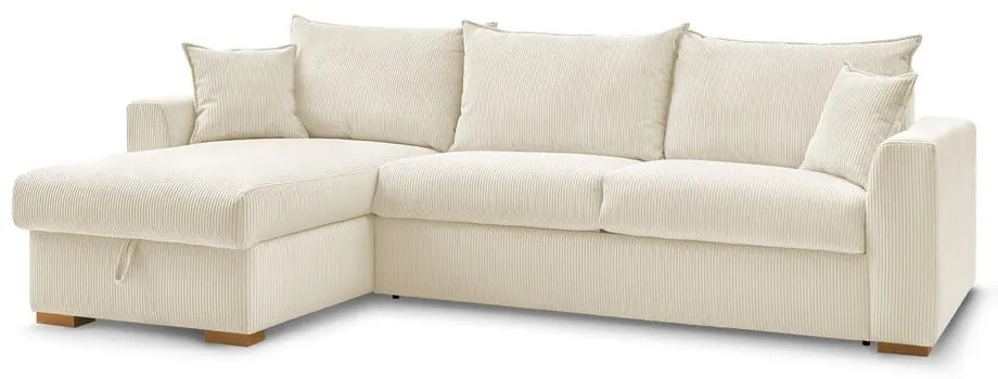 Krémová menčestrová rozkladacia rohová pohovka (variabilná) Augustin – Bobochic Paris