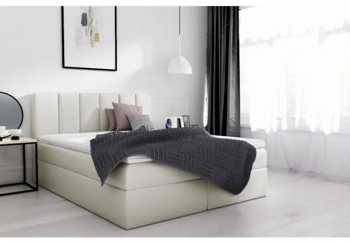Manželská posteľ 200x200 SVEN - krémová ekokoža + topper ZDARMA