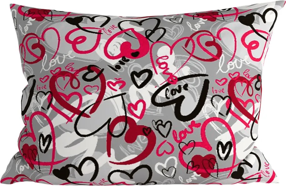 Polybavlnená obliečka na vankúš STREET LOVE POLY 70x90 cm, sivá
