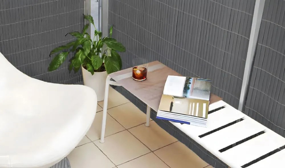 Obojstranná antracitová clona na balkón, plot a terasu z PVC Šírka: 1,5 m | Dĺžka: 3 m