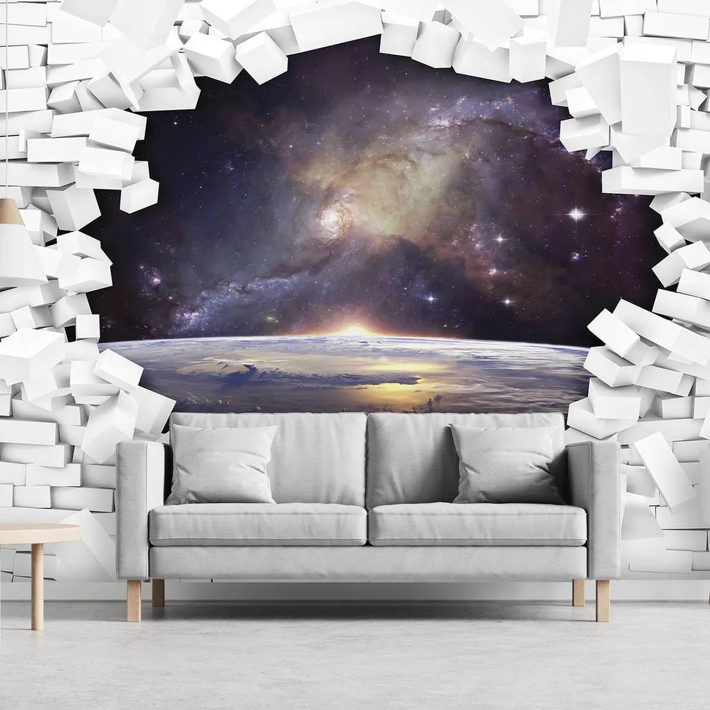 Fototapeta - Tehlová stena a vesmír (254x184 cm)