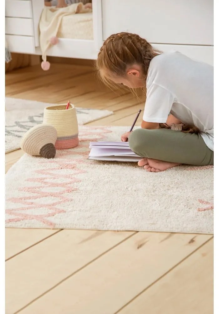 Ružovo-krémový prateľný ručne tkaný bavlnený koberec 120x160 cm Atlas Natural – Lorena Canals