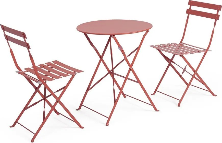 Oceľová záhradná jedálenská súprava v terakotovej farbe pre 2 Austin – Bizzotto