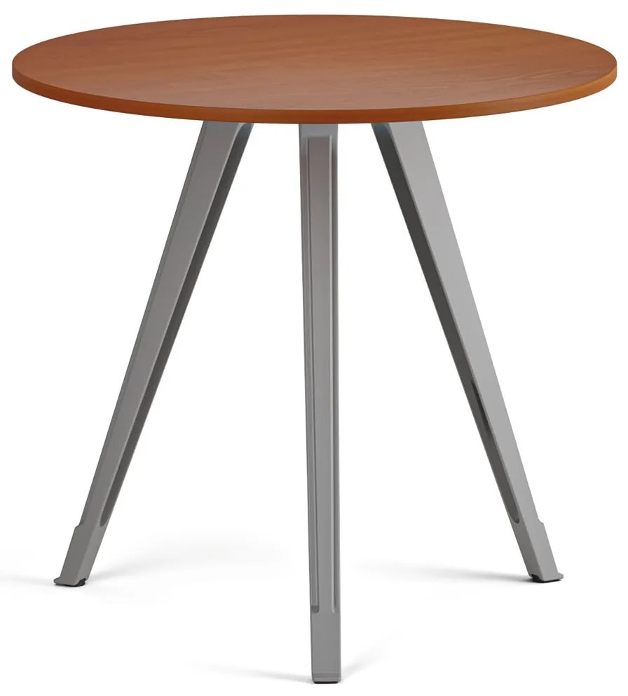 Konferenčný stôl PRIMO ZEN, priemer 80 cm, sivostrieborná podnož, čerešňa