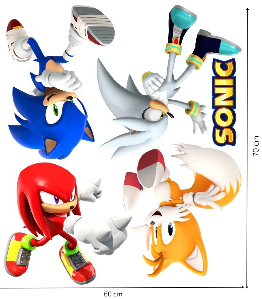 Textilná nálepka na stenu "Sonic a priatelia"
