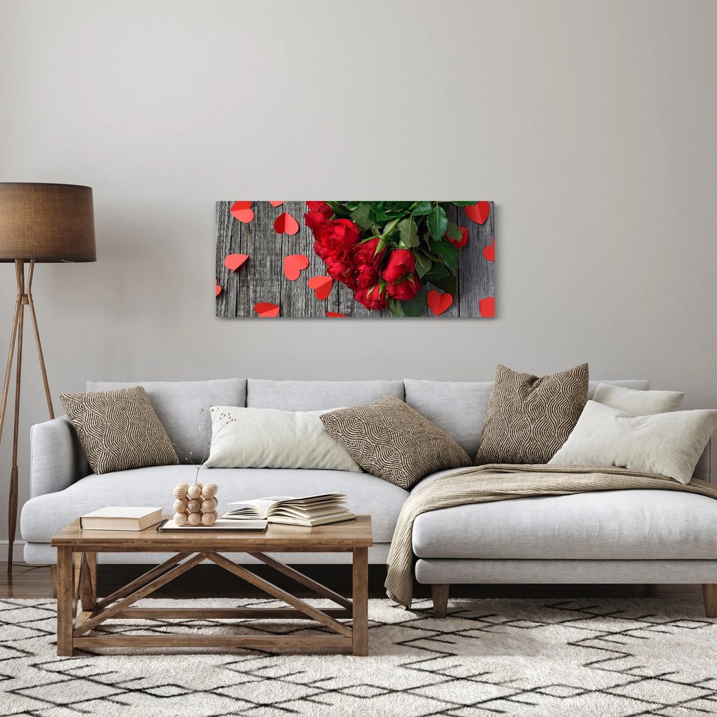 Obraz - kytica ruží (120x50 cm)