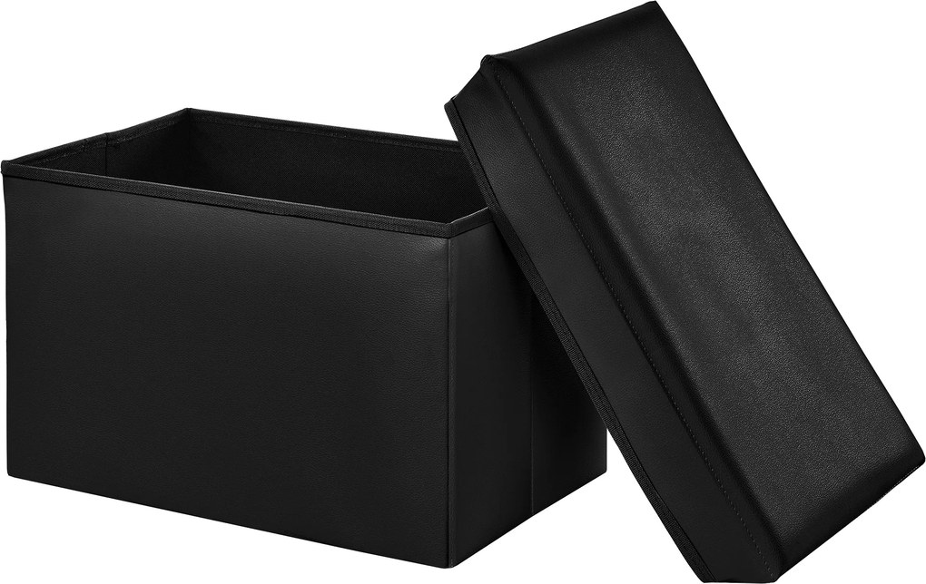 [en.casa]® 2-v-1 Box na sedenie s odkladacím priestorom - 48 x 32 x 32 cm - čierny - XL