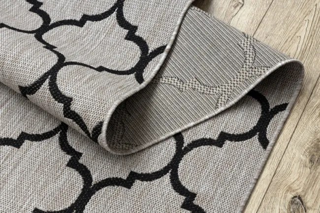 Behúň SIZAL FLOORLUX 20608, koniczyna marokánka, trellis strieborný / čierny