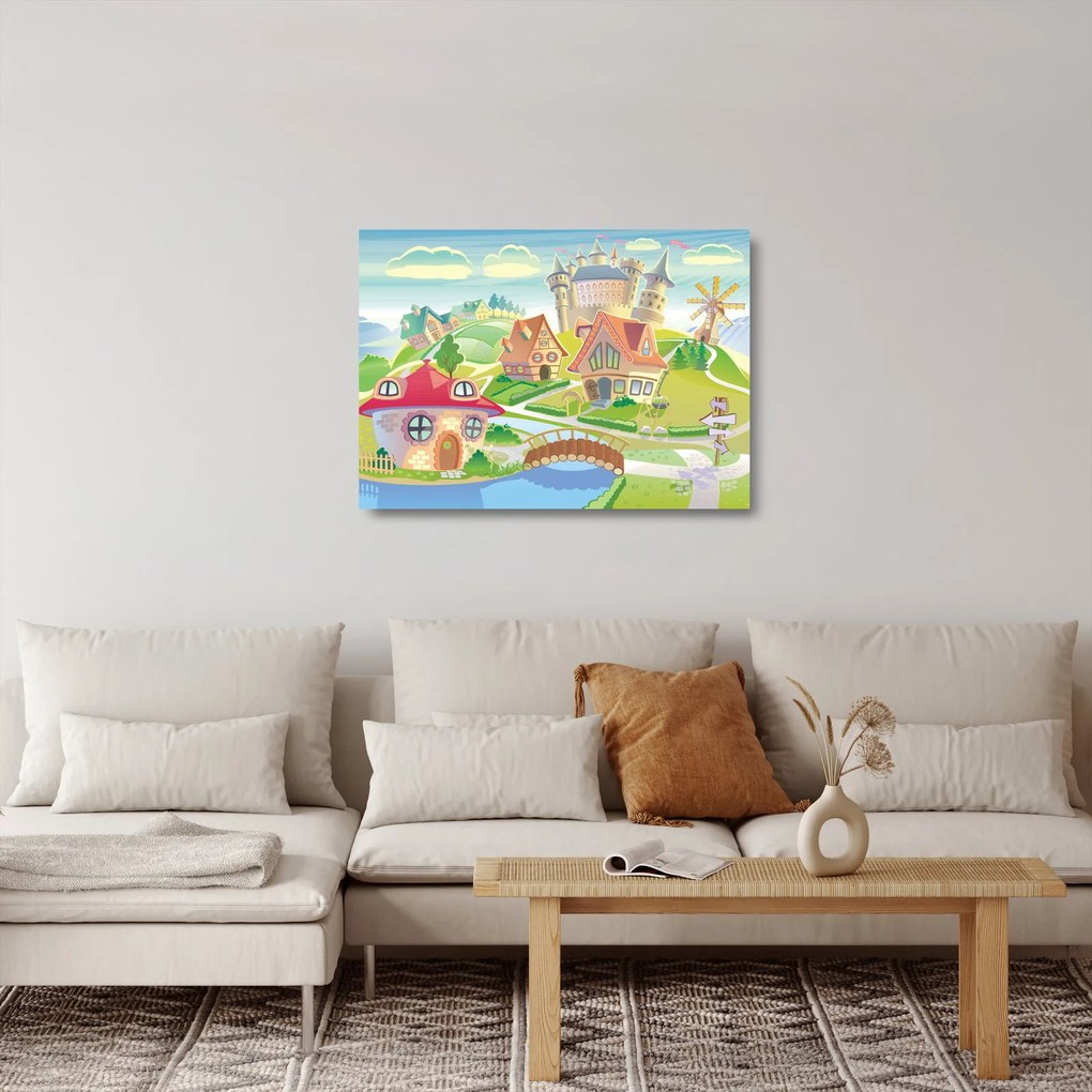 Sklenený obraz - Farebné mestečko (70x50 cm)