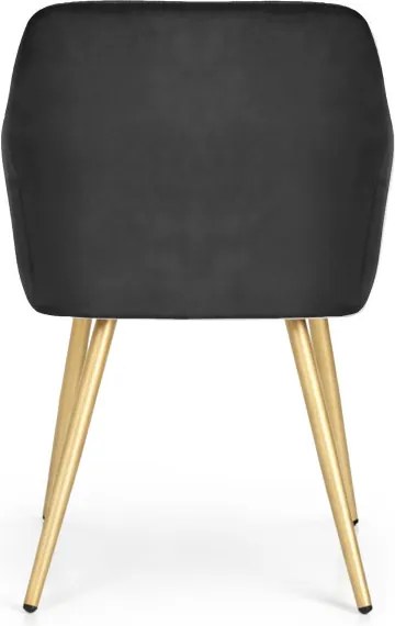 Sada štyroch jedálenských stoličiek ESTELLE zamatové, čierne / zlaté nohy (4 ks)